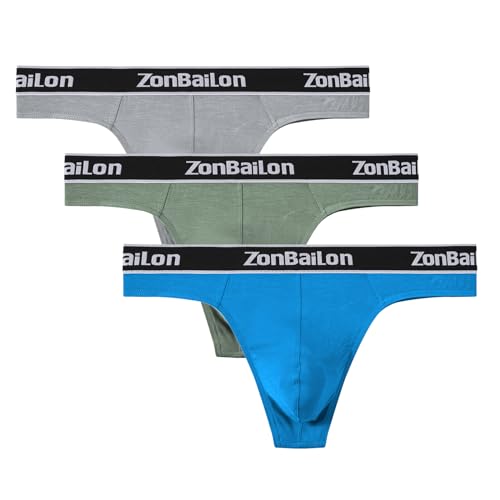 JINSHI Men's Bamboo Viscose G-String,Sexy thongs underwear,Low Rise Stretch and Big Ball Pouch Butt-Flaunting T-Back