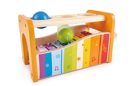 Image of Hape Pound & Tap Bench with Slide Out Xylophone - Award Winning Durable Wooden Musical Pounding Toy for Toddlers