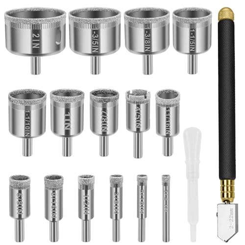 Brocas de diamante para vidrio 6mm-50mm 15 piezas miniatura 1