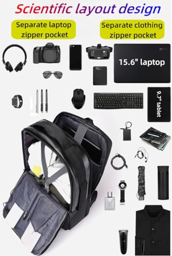 Business travel laptop backpack USB charging port,15.6”laptop backpack Separate laptop pocket water resistant Men,carry on backpack,college backpack(Black)3