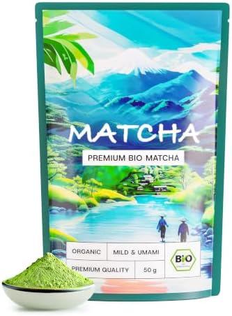 Matcha Pulver Bio - Premium Qualität - Original reines Matcha zum Trinken für Latte, Smoothies und Tee | 100% Natürlich und Laborgeprüft (50 Gramm)