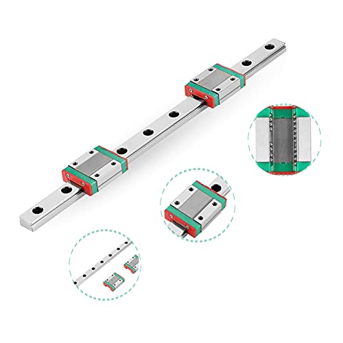 Riel de guía lineal, 250 mm Riel de guía lineal de acero con rodamiento Riel de guía lineal en miniatura MGN12 Riel de guía lineal Riel de deslizamiento de guía lineal 12 mm de ancho + 2 piezas
