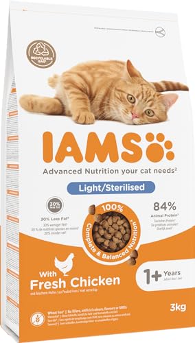 IAMS Sterilised Katzenfutter trocken mit Huhn - Trockenfutter für sterilisierte / kastrierte Katzen ab 1 Jahr, 3 kg
