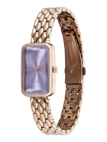 Image of Fastrack Vyb Aurora with Quartz Analog Purple Dial Rose Gold Alloy Strap Watch for Girls - FV60128WM01W