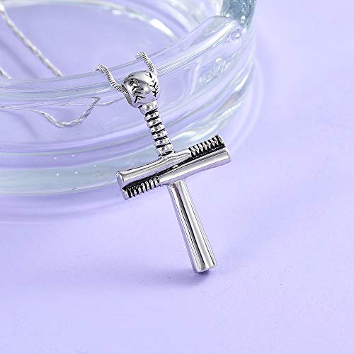 Yinplsmemory Cross Urn Necklace For Ashes Baseball With Bat Religious Urn Keepsake Necklace Stainless Steel Bat Cross Urn Locket For Ashes Holder (Ph 4:13) #TOP2