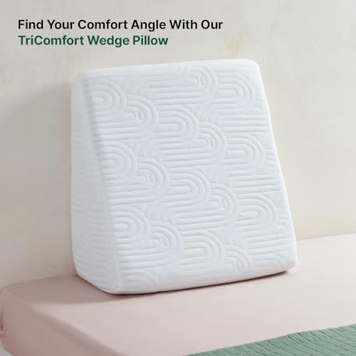 Image of The White Willow Bed Wedge Pillow for Back Support Convoluted Cooling Gel Memory Foam & HR Foam with Removable Pillow Cover, Standard Size High Height- Classic White (18 inch L x 18 inch W x 12 inch H Inch)