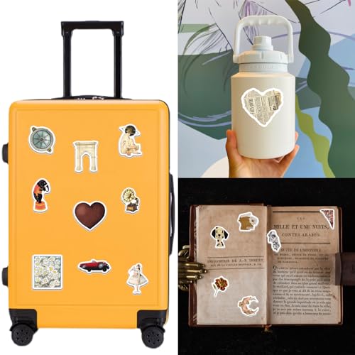 100 Pcs Vintage Aesthetic Retro Waterproof Vinyl Stickers, Art Retro Style Graffiti for DIY Art Craft