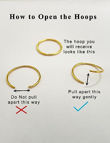 22G 20G 18G 6-12mm Gold Silver Rose Gold Black Blue Rainbow Small Hoop Earrings for Cartilage Nose, Piercing Hoop Ring Nose Rings Hoop Tragus Helix Daith Rook Snug Piercing Rings Set of 4 Set of 23