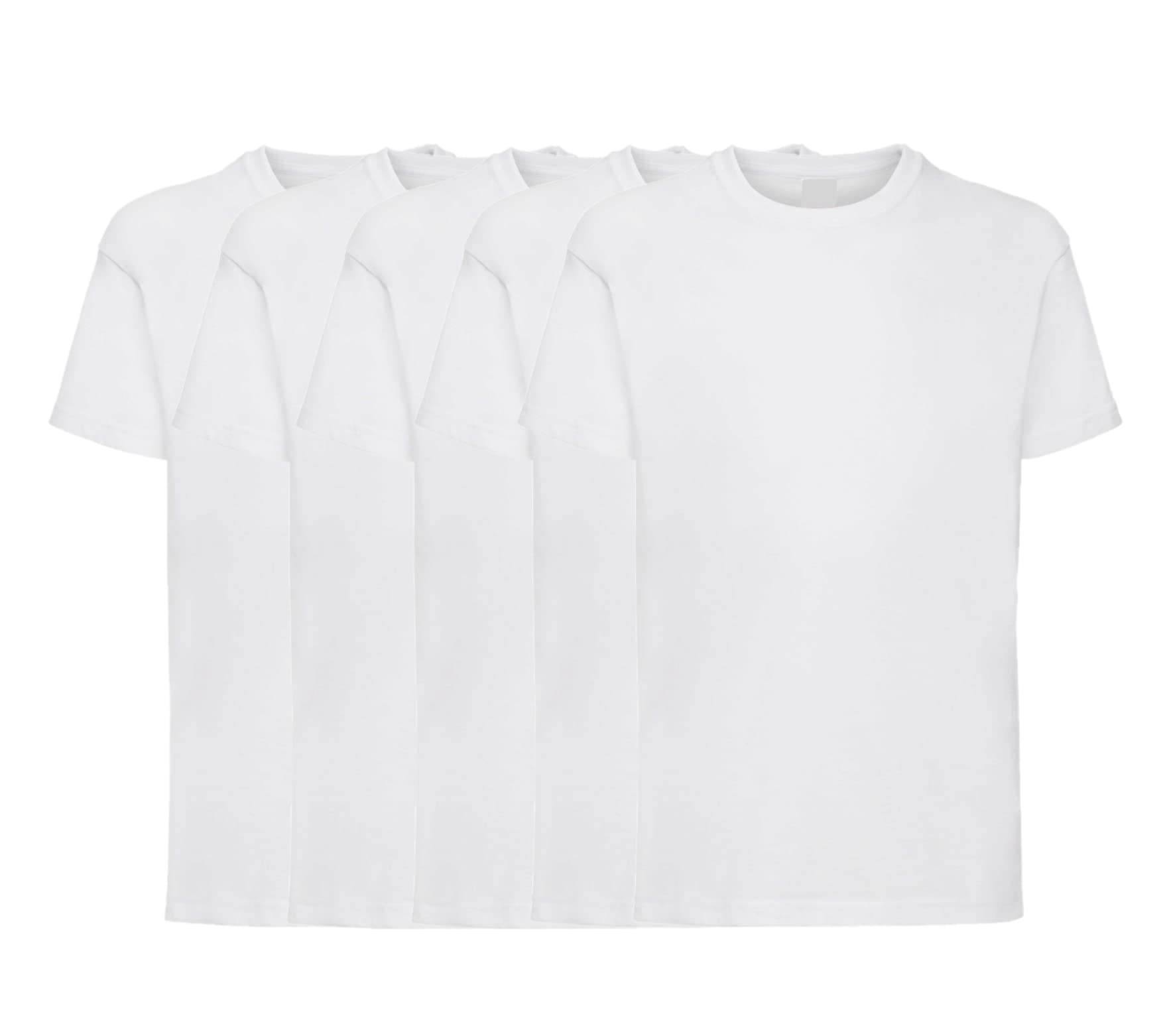 COOZO Unisex Kids Valueweight Pack of 5 Short Sleeve T-Shirts - White - 14-15 Years