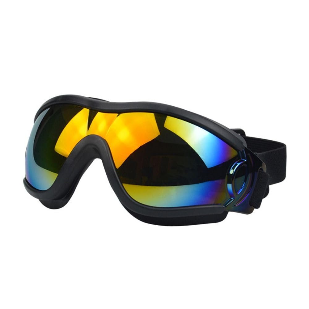Windproof and UV Resistant Pet Dog Glasses, Adjustable Strap Dog Eye Wear Protection for Snow Beach Motorcycle(Black&Red)