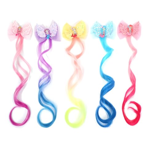 5- Colored Hair Clips For Girls Hair Extensions For Kids Glitter ...
