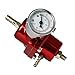 Universal Adjustable Fuel Pressure Regulator Kit with 0-140 PSI Gauge Aluminum Gas Oil Injection Pressure Regulator Red FPR