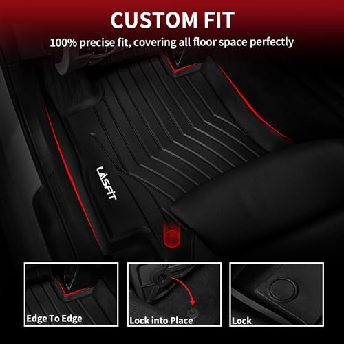 Image of LASFIT Floor Mats for Mercedes Benz E Class 2024-2026 E350 /E450 AMG /E53 AMG | Fit Sedan & All-Terrain, All Weather TPE Non-Slip Easy to Wash, 1st & 2nd Row Car Mats, Black