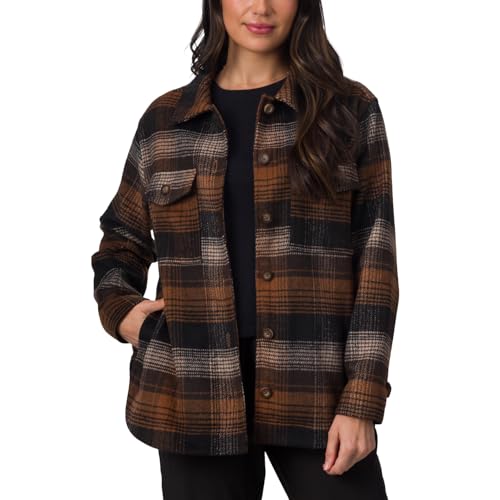 REEF Women's Trish Flannel Button Up Shirt Jacket, Tortoise Shell, Medium by REEF - Used condition - US$42.48