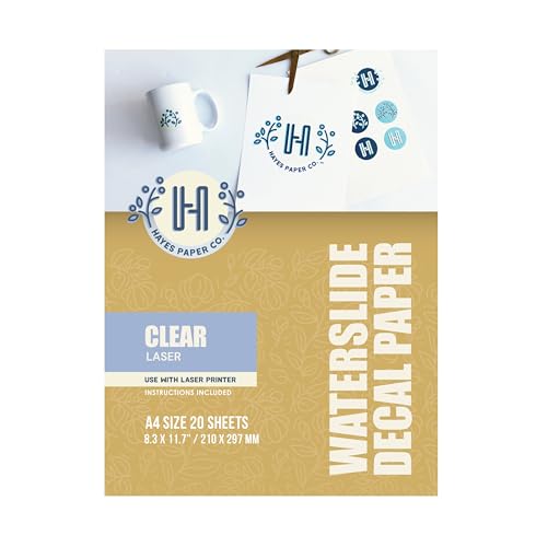 Hayes Laser Clear Waterslide Decal Paper, 20 Sheets, A4