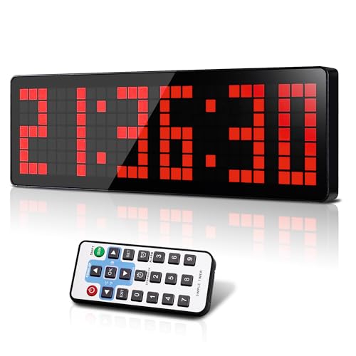 Manoive Temporizador de Gimnasio, 13.2' Reloj de Pared Digital, LED Gym Timer con Countdown & Up Cronometro, Sportivo Timer con Control Remoto para Casa Fitness Oficina Cocina