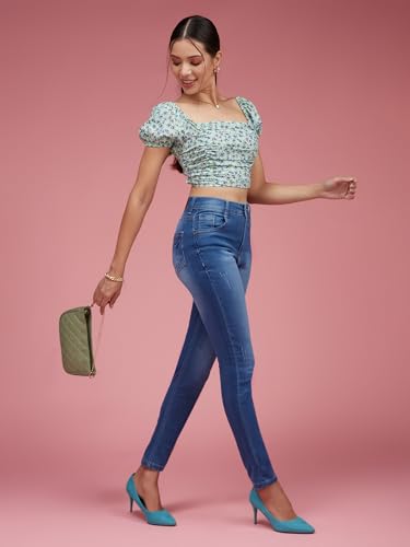 Image of Miss Chase Women's Skinny Fit High Rise Regular Length Denim Stretchable Jeans