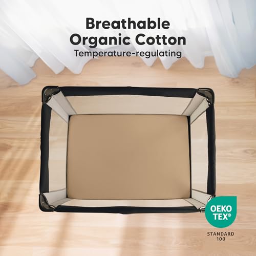 Image of 2-Pack Mini Crib Sheets Fitted, 38x26 Pack N Play Mattress Sheets (Pecan) | Organic Cotton Sheets for Pack and Play Mattress, Soft, Breathable Playard Bedding Sheet, Mini Toddler Bed Cover, Boys, Girls