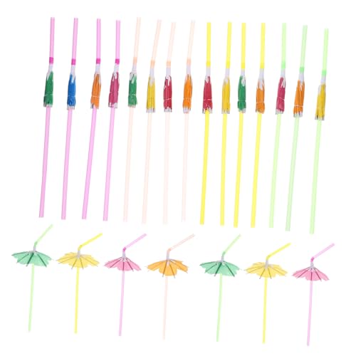 100 pitillos desechables coloridos con diseño de sombrilla miniatura 1