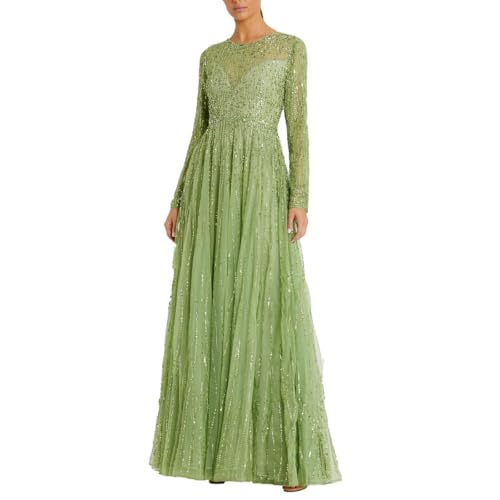 Mac Duggal Womens Sequined Formal Evening Dress Green 12