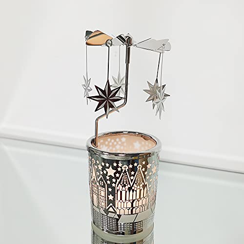 Kingnero JZ-168949 Gift Carousel Candle Tea Light Holder Rotary Candle Holder Spinning Candleholder Metal Windmill Candlestick For Home Decor  thumb #3