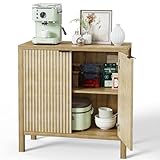Haewon Buffet Cabinet with Storage, Small Wood Sideboard Credenza with Adjustable Shelf and 2 Fluted Doors, Modern Accent Cabinet for Living Room Kitchen Dining Room Entryway