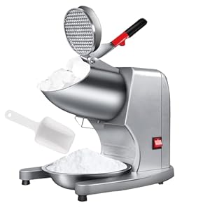 110V Electric Shaved Ice Machine Ice Crushers,with a Spoon Stainless Steel Dual Blades 300W 209lbs/hr 2000r/min for Home Use Silver
