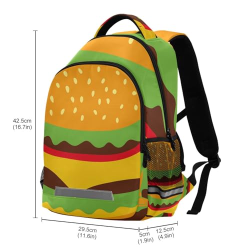 Bookbag Backpack for Teen Knapsack Grade Schoolbag Laptop iPad Tablet Rucksack Girls Boys Students Daypacks with Pockets Print Hamburger Texure On Black3