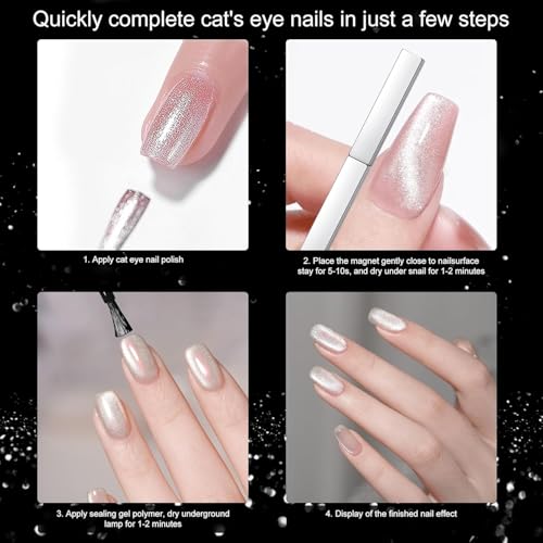 Image of THR3E STROKES Mini Nail Magnet Set, 4-PC Assembled Cat Eye Gel Nail Polish Magnet Tool for Cat Eye Nail Art Salon or Nail Art Lovers (4PCS MINI MAGNET)