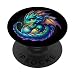 Cute Kawaii Chibi Dragon Elemental Earth Blue Green Fantasy PopSockets Adhesive PopGrip
