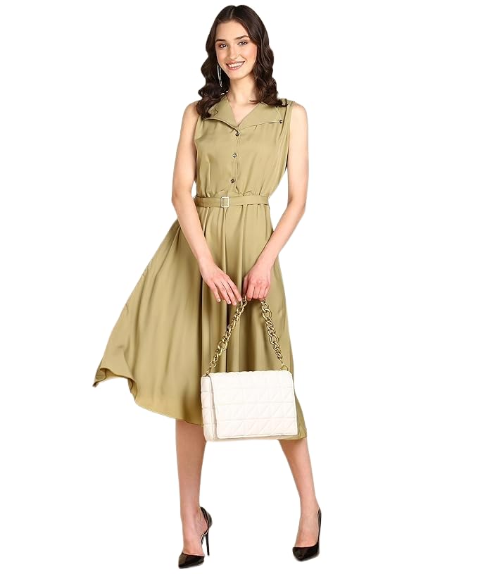 Rudraaksha Trendy Safari Collared Dress for Women