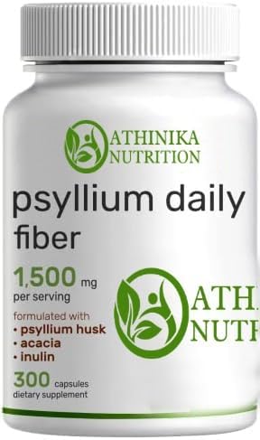 Psyllium Husk 1500mg Per Serving, 300 Capsules – 3 in 1 Fiber Supplement with Inulin & Acacia Complex – Natural Soluble Fiber, Supports Digestive Health – Plant Based, Non-GMO-image-34