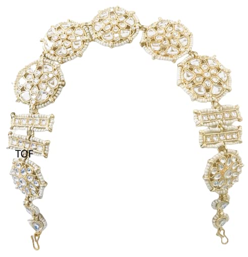 THE OPAL FACTORY TOF Floral Sheeshphool Matha Patti Hair Accessory in Kundan and White Beadwork for Women Girls (TOF Floral White Sheeshphool) (B09ZJ9KH39) Amazon Price History, Amazon Price Tracker