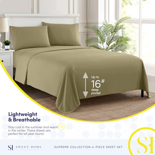 Full Size Sheet Sets - Breathable Luxury Sheets with Full Elastic & Secure Corner Straps Built In - 1800 Supreme Collection Extra Soft Deep Pocket Bedding Set, Sheet Set, Full, Sage