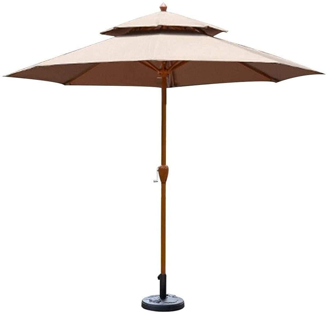 WDSOPK Sun Parasol Umbrella Garden Parasols 9' Patio Outdoor Table with Crank Handle, Perfect for Yard, Beach Commercial Event Market, g, Pool Side(Khaki-A)
