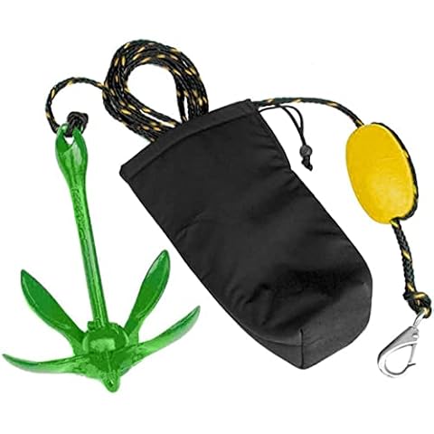 XIALUO Marine Green Kayak Anchor Kits 7 lb Folding Anchor Accessories with 50 ft Rope for Fishing Kayaks, Canoe, Jet Ski, SUP Paddle Board and Small Boats Cover