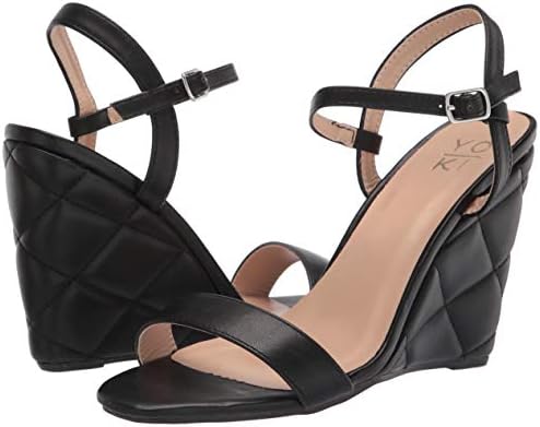 YOKI-DONYA-317 Women's Wedge Platform Heeled Sandal, Black, 7 M US | Image 6