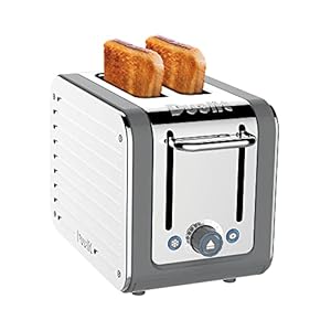 Dualit Architect 2 Slice Toaster Stainless Steel with Trim Extra-Wide Slots, Peek and Pop Function, Patented Ideal Toast Technology - Matching Kettle and Sandwich Cage Available, 26526, Grey