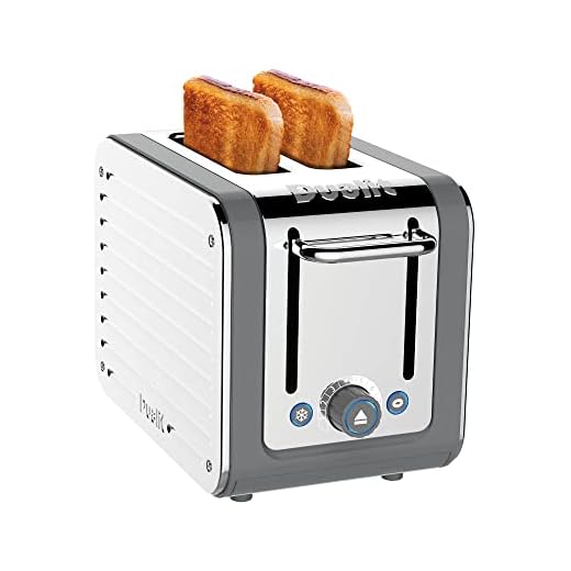 Dualit Architect 2 Slice Toaster Stainless Steel with Trim Extra-Wide Slots, Peek and Pop Function, Patented Ideal Toast Technology - Matching Kettle and Sandwich Cage Available, 26526, Grey