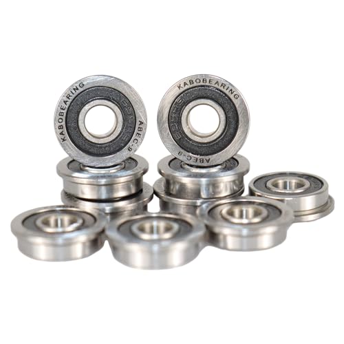 KABOBEARING F695-2RS Flanged Ball Bearing ABEC-9 5x13x4mm Double Rubber Sealed (GCr15) Chrome Steel Bearings F695RS for 3D Printer 10pcs