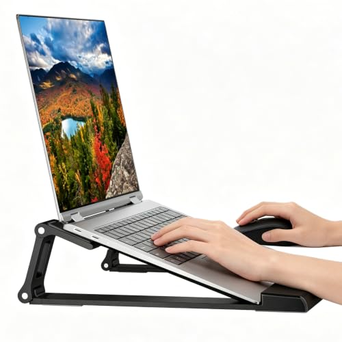 Image of Laptop Stand for Desk ABS+Metal Portable Computer Riser Notebook Holder Printer Stand Office Desk Accessories Compatible with MacBook Air, Pro, Dell, HP, Lenovo and All 10-17 inch Laptops
