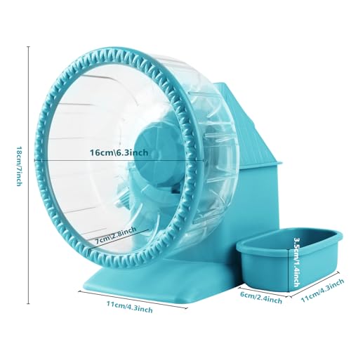 Image of 4 in 1 Silent Large Hamster Wheel Multifunctional Hamster Running Wheel Quite Running Spinner Wheel Accessories with Food Bowl Water Bottle for Hamsters Dwarf Gerbil (Blue)