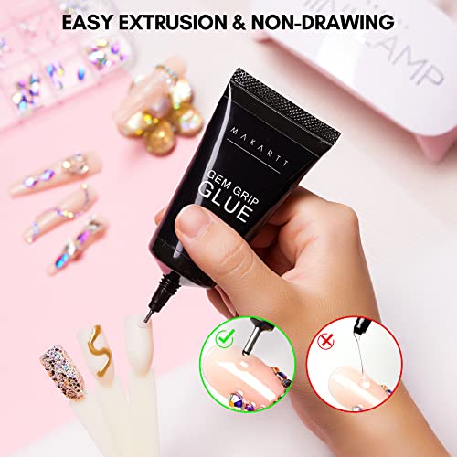 Makartt No Wipe Nail Rhinestone Glue For Nails,Nail Charm Glue Nail Gel Glue For Nail Gems Jewelry Diamonds Nail Accessories Nail Art Nail Supplies Nail Techs For Beginners Super Strong Bling Gel #TOP4