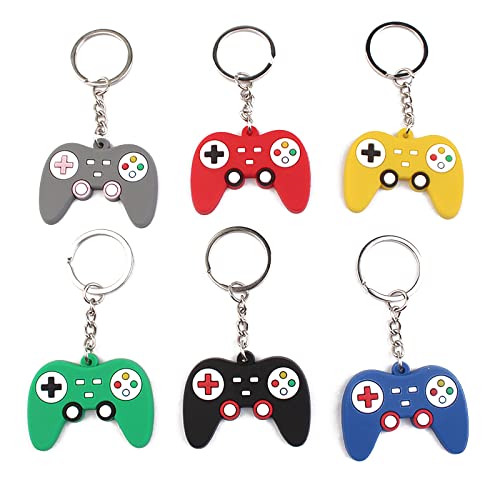 Lot de 6 porte-clés manette de jeu vidéo, manette de jeu vidéo, cadeau d'anniversaire, fête prénatale, coloré, S Cover
