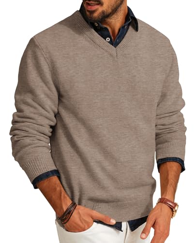 PJ PAUL JONES Sweater for Men V Neck Wool Blend Pullover Sweater Casual Lightweight Long Sleeve...