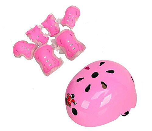 1Set (7) Rollerskaten Safeguard Knie Pads Elbow Pads Wrister Armschienen Sicherheit Helm schutzausrüstungen, Rose, M