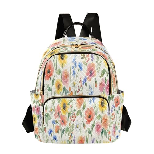 Mini sac à dos matelassé femme motif floral aquarelle léger style moderne