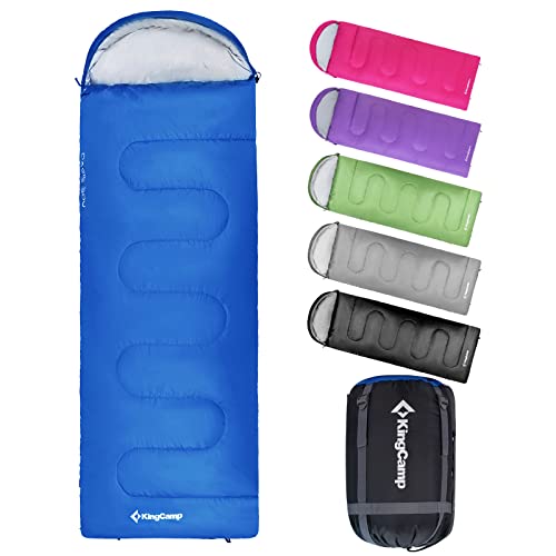 KingCamp Sac de Couchage Hiver Sac de Couchage Grand Froid Sac de Couchage Enfant Adulte Portable Léger Sac de Couchage Camping 3-4 Saisons pour Randonnée Trekking Voyage Hiking Intérieur 220 * 80cm Cover