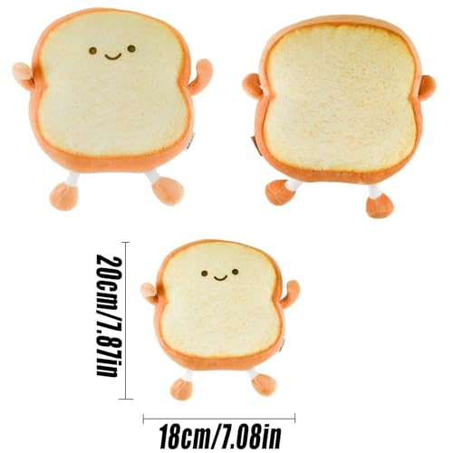 Auptiz Toastbrot Kissen - Weiches Plüschtier in Lustiger Brot Form, 3D Wurf Kissen, Cartoon Puppe Spielzeug (19×18×3cm)