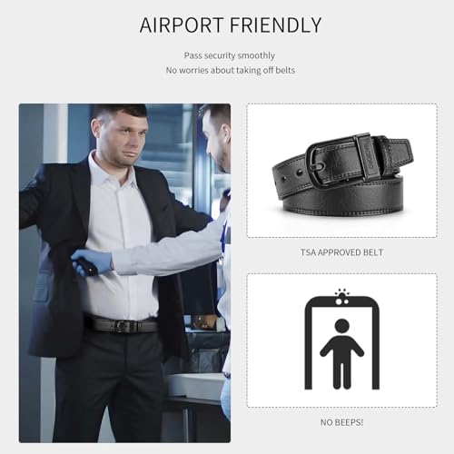 MACBROR Tsa Approved Non Metal Nickel Free Hypoallergenic Plastic Belt Buckle Airport Security Belt 1.38"2